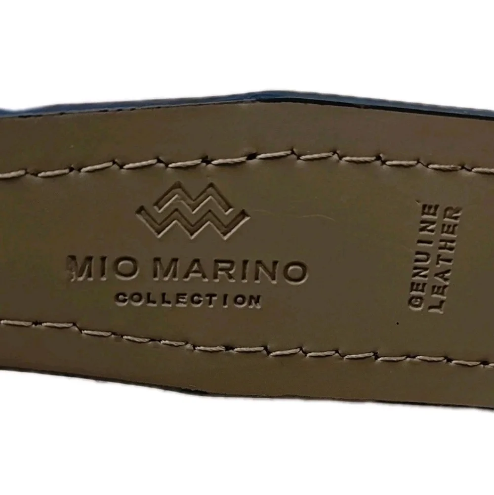 Mio Marino Collection Geninue Leather Dress Belt Men Sz 38 Black Etched W 1.5